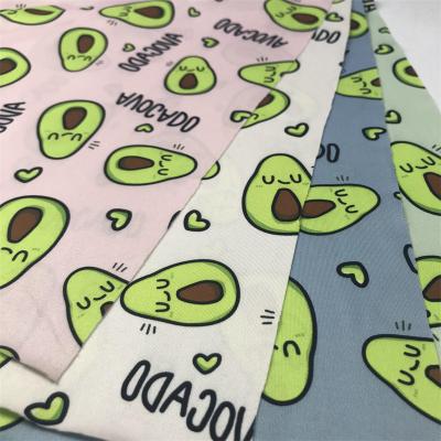 China Anti-Static Cartoon Avocado design custom digital printed knitted elastic Liverpool bullet fabric garment for sale