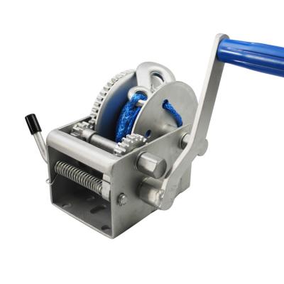 China 2000lbs Fiber Rope Claw Hook Three Speed ​​Derailleur Gear Trailer Hand Rotating Manual Winch for sale