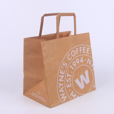 China Recycled Materials Printable Brown Paper Bag Burger Cafe Pizza Sushi Packaging Wholesale Logo for sale