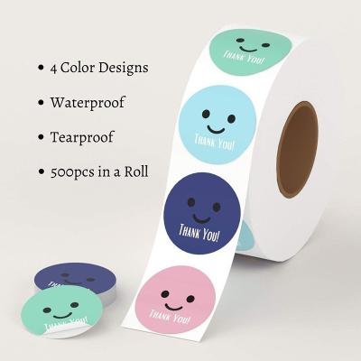 China Waterproof Thank You Hand Account Sticker Customized Customized Sticker Milk Tea Cup Sticker Roll Self-adhesive Label for sale