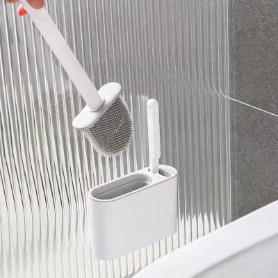 China Bathroom Wall-Mounted Silicon Toilet Brush Holder Durable Household Toilet Cleaning Brush for sale