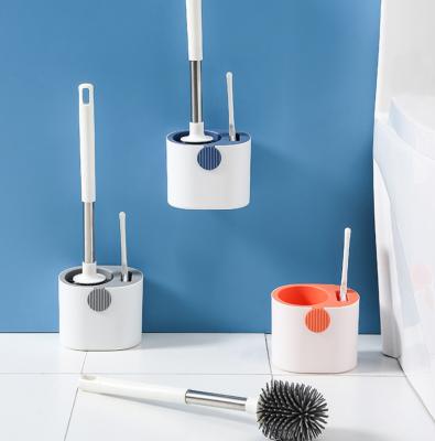 China Bathroom Wall-Mounted Silicon Toilet Brush Cleaner Durable Household Toilet Brush And Holder for sale