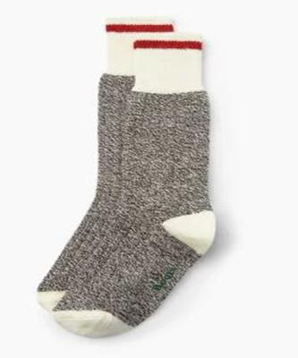 China Work Knit Red Gray Stripe Weekday Canada Work Women Thick Crew Socks for sale