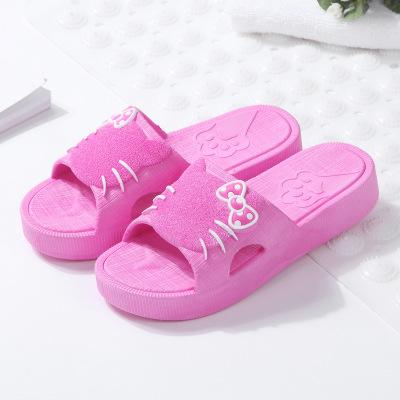 China Spring 2021 Anti-sweet Smell Korean Cartoon Thick And Soft Bottom Heels For Family Bath Slippers for sale