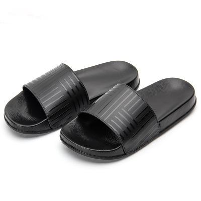 China Lightweight 2021 New Styles Summer Pure Black Simple Home Bathroom Men's Anti-skid Wear-resistant Slippers for sale