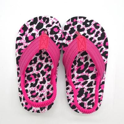 China Other Cute Design Eva Summer Beach Leopard Child Sandal Flat Elastic Slides for sale