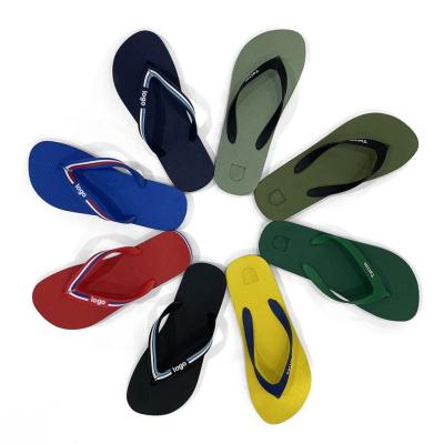 China Fashion Trend New PVC Strap Flip Flops Custom Embossed Logo EVA Durable Men's Slippers for sale