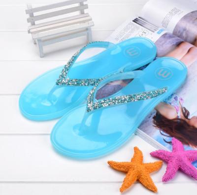 China New Summer Beach Women Anti-slippery Flip Flops Women PVC Bottom Slippers Glitter Fashion Women Slippers for sale