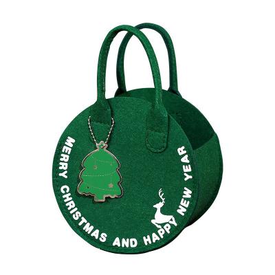 China Fashionable Christmas Felt Bag Red Santa Claus Shopping Bag with Round Gift Bag Design for sale