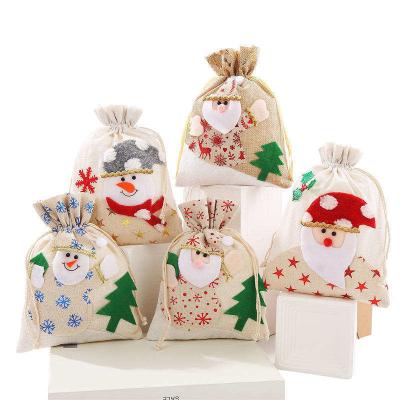 Cina OEM/ODM Accepted Canvas Santa Cookie Bag for Christmas Ship Borsa regalo a maglia in vendita