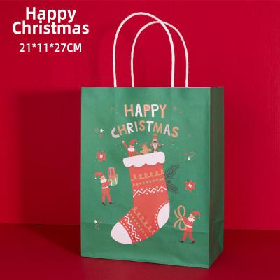 China Custom Logo Accepted FSC Certified Kraft Paper Bag for Sustainable Christmas Shopping for sale