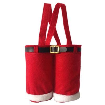 China Santa Claus Pants Shaped Gift Bags for Holiday Gifts Candy Bag Christmas Decorations for sale