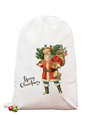 China Customized Color Sublimation Christmas Drawstring Bag for Customized Gift Wrapping for sale