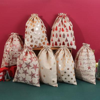 China Eco-friendly Christmas Santa Sacks Drawstring Bag for Mini Gifts and Candy Packaging for sale