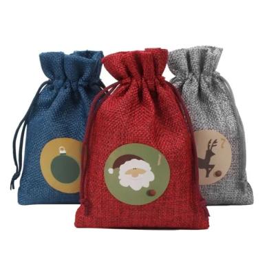 China Christmas Gift Pouches Customized Color Jute Sacks for Gifts and Party Favors for sale