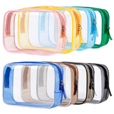 China Custom Logo Transparente PVC-Make-up-Tasche Kleine Toilettentüte für Frauen Doppelsieg zu verkaufen