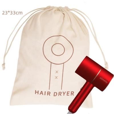 China Custom Logo Print Suede Drawstring Bag for Protecting Hotel Hair Dryer from Dust for sale