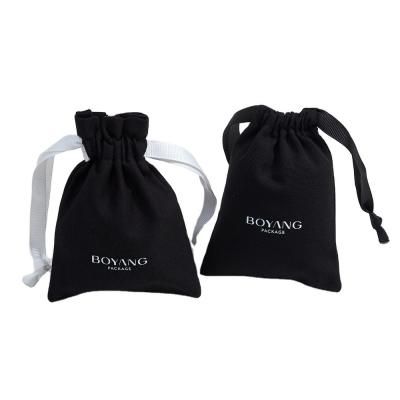 China Customized Black Cotton Drawstring Bag for Organic Jewelry Pouch Packaging Bag for sale