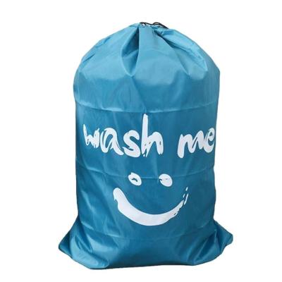 China Commercial Heavy Duty Bulk Laundry Bags Folding Washing Drawstring Nylon Purple Bag for sale