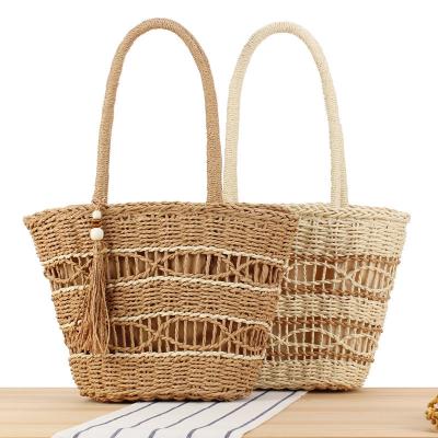 China Customized Color Fashion Summer Beach Bag Woman Lady Straw Messenger Tote Bags Shoulder Bags Handbags for sale