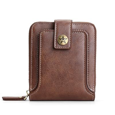 China Short Bifold Leather Wallet for Men and Women Designer Coin Purse Front Pocket Wallet for sale