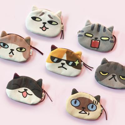 China Unisex 3D Cat Coin Wallet Cute Mini Plush Purse Small Animal Shaped Bag with Linen Lining Material for sale