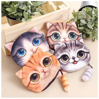 Cina Colore personalizzato Bambini Portafoglio Portafogli per bambine Portafogli per monete Portafogli per monete Cartoon 3D Cat Zipper Kawaii Portafogli Portafogli per monete in vendita