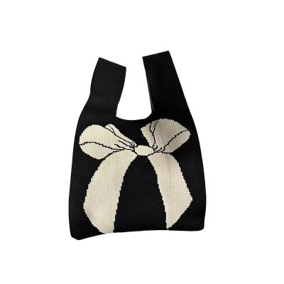 China Individuell gestaltete Tote-Tasche aus gestricktem Bio-Baumwollgewebe mit umweltfreundlichem Bogenknoten zu verkaufen