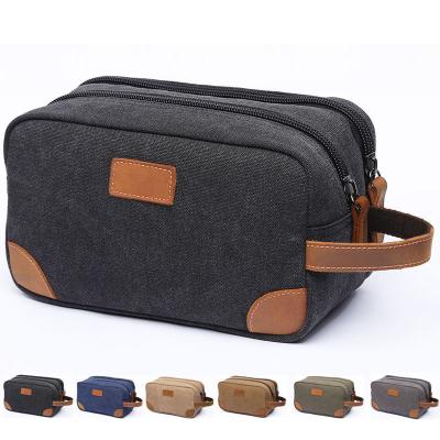 China Canvas Toiletry Bag for Men Custom Beard Grooming Shaving Dopp Kit Cosmetic Travel for sale