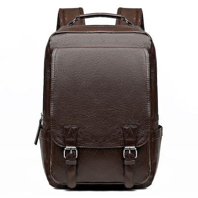 China Acceptable OEM/ODM PU Leather Men's Laptop Backpack with Interior Computer Interlayer for sale