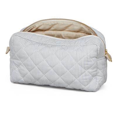 China Solid Pattern Custom Logo Soft Puffy Cotton Bag Quilted Organic Cotton Cosmetic Bag for sale