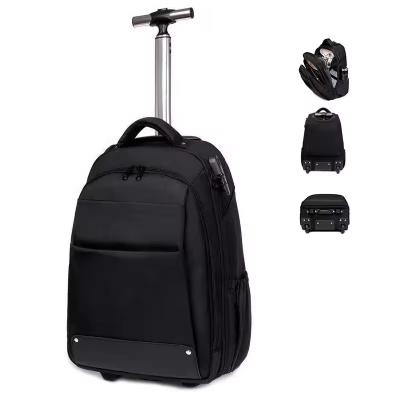 China Customized Logo Men's Travel Trolley Backpack with Wheels and Anti-Theft Protection for sale