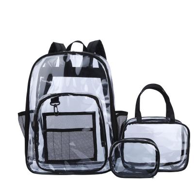 China Newest Fashionable Style Backpack Transparent PVC Waterproof Unisex School Bags 3PCS Set for sale