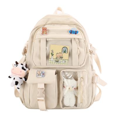 China Customized Color Korean Backpack Chinese Cute Fancy Kawai School Bags For High School Teenage Girl for sale