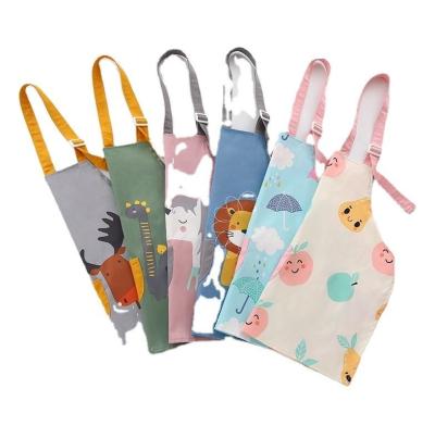 China Uniform Bulk Cute WaterProof PU Nursing Children Kids Painting Apron With Sleeves for sale