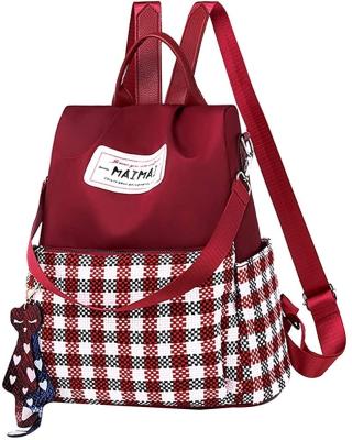 China Interior Slot Pocket Women Oxford Plaid Backpack Purse for Anti-Theft Travel School for sale