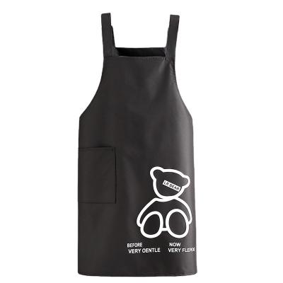 China Daily Life Apron with Custom Logo Pockets Waterproof Polyester Cotton Kitchen Chef Apron for sale