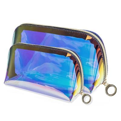 China Custom Logo Printed Transparent Laser Pvc Waterproof Travel Toiletry Bag for Products for sale