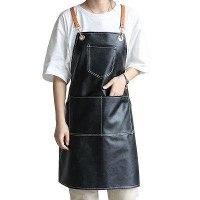 China Restaurant Bar Durable Leather BBQ Apron with Work Tool Apron Design and Custom Logo for sale