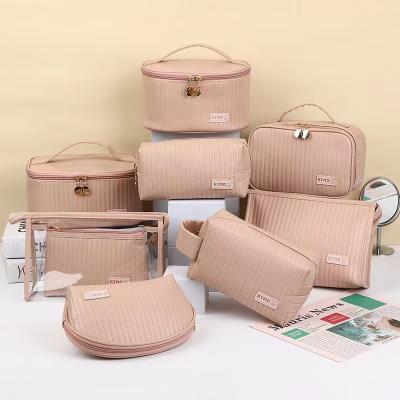 China Daily Travel Cosmetic Pouch Custom Leather Makeup Bag for Toiletries and Cosmetics for sale