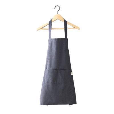 China Newest Fashinable Apron for Cooking Food and Gardening in Pure Black Cotton Polyester for sale