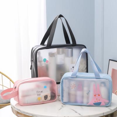 China 3pcs bolsa cosmética clara personalizada personalizada bolsas de viaje letra tipo patrón en venta