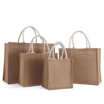 China Moda Bolsa de mão de linho feminina de viagem reutilizável Tote Tote Jute Bag para compras de presentes à venda