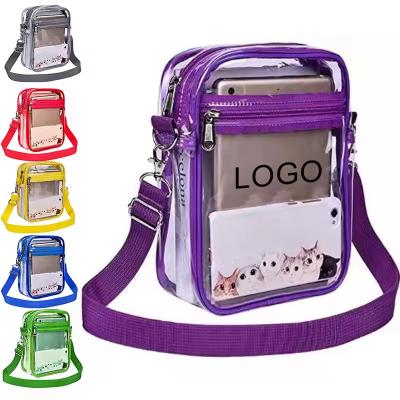 China Clear PVC Cross-body Messenger Purse Different Color Transparent Shoulder Sling Bag for sale