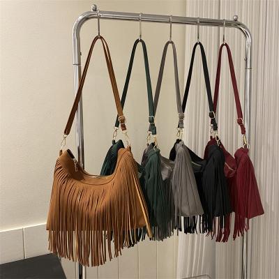 China Customized Tote Bag with Scarf Handles Newest Fashionable Style and Colourful Fringe for sale