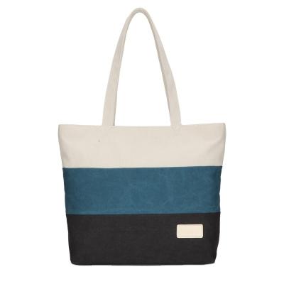 China Bolsa de compras de praia Bottom Boat Shape Top Handle Bolsa de mão com listras Bolsas de Tote Eco Friendly Canvas de algodão à venda