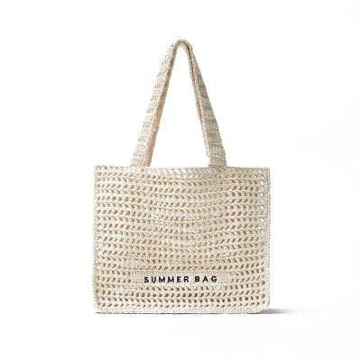 China Custom Embroidery Logo Cotton Crochet Summer Lady Beach Bag for Daily Life Adventures for sale