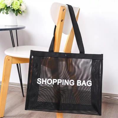 China Customized Logo Reusable Storage Market Grocery Shipping Recycled Beach Net Mesh Tote Bag for sale