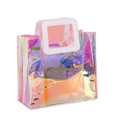 Cina Stylish Reusable PVC Laser Transparent Holographic Tote Bag per gli appassionati di beach bag in vendita