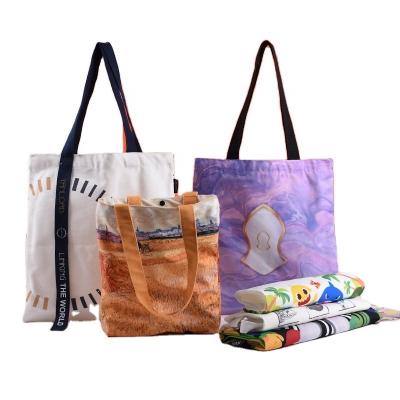 China Sublimation Tote Bags Custom Logo Printed for Reusable Large Capacity Canvas Bag for sale